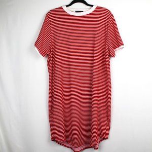 Red White Stripe T-shirt Casual Bodycon Dress 3X